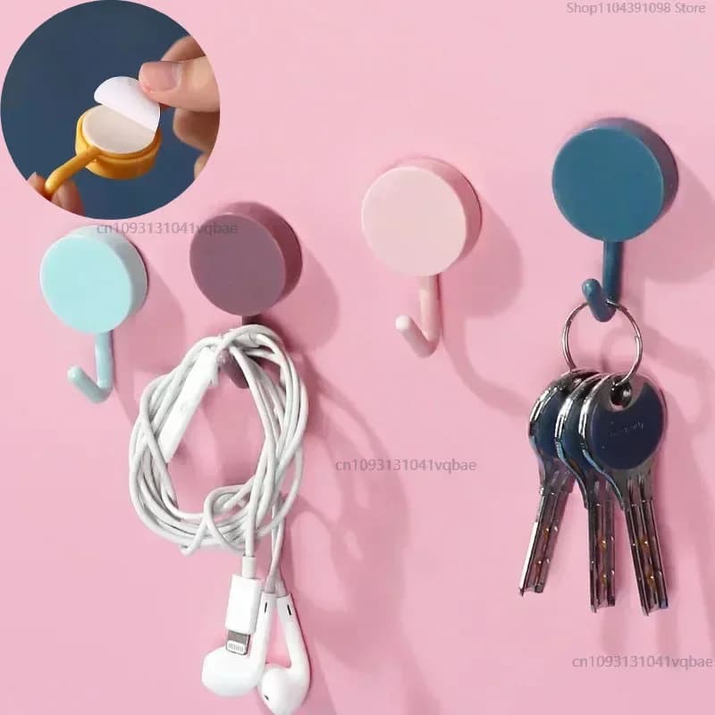 Self Adhesive Wall Hook Without Drilling Hanger Hooks Home Storage Accessories Bathroom Kitchen Towel Strong Adhesive Hook
