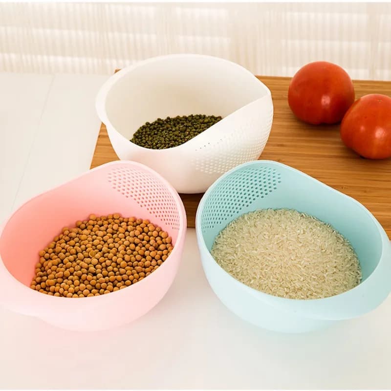 New Food Grade Plastic Rice Strainer Vegetable Washing Basket Fruit Vegetable Washing Drain Basket Kitchen Multi-purpose Storage - 6