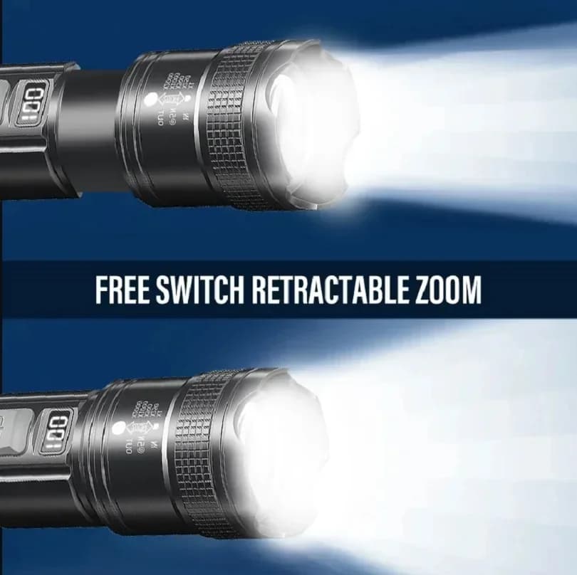 كشافات ليد عالية الطاقة 2000LM كشاف تكتيكي مع إضاءة عرض قابلة للشحن للتخييم والصيد وإضاءة الطوارئ مع زووم - 3
