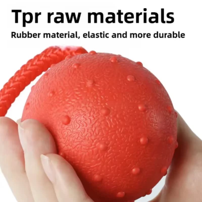 Indestructible Dog Ball Pet Training Dog Toy Puppy Tug Balls Toys Pet Chew Toys Solid Rubber Balls with Rope Pet Toy - 5
