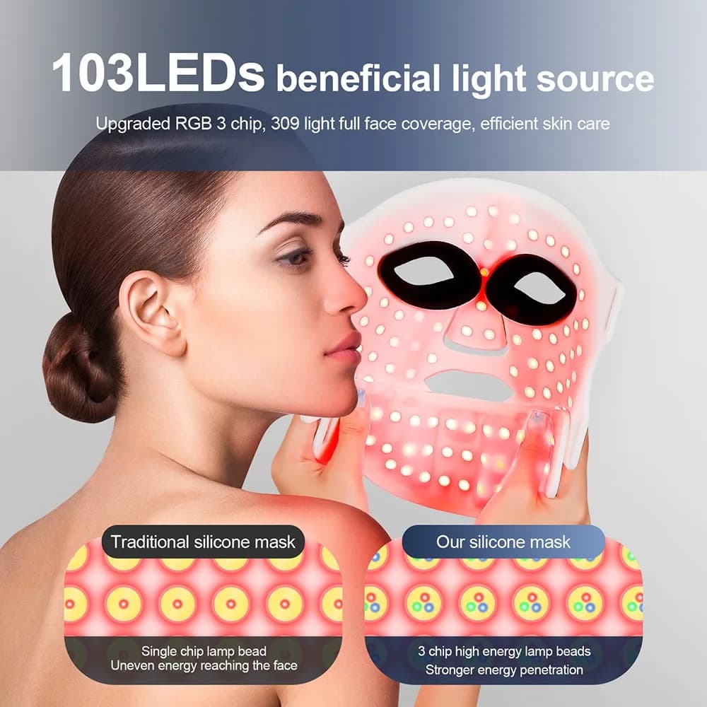 Silicone LED Mask Face With Neck 7 Colors LED Photon Red Light Infrared Therapy Flexible Facial Mask Repair Skin Wireless Use - 5