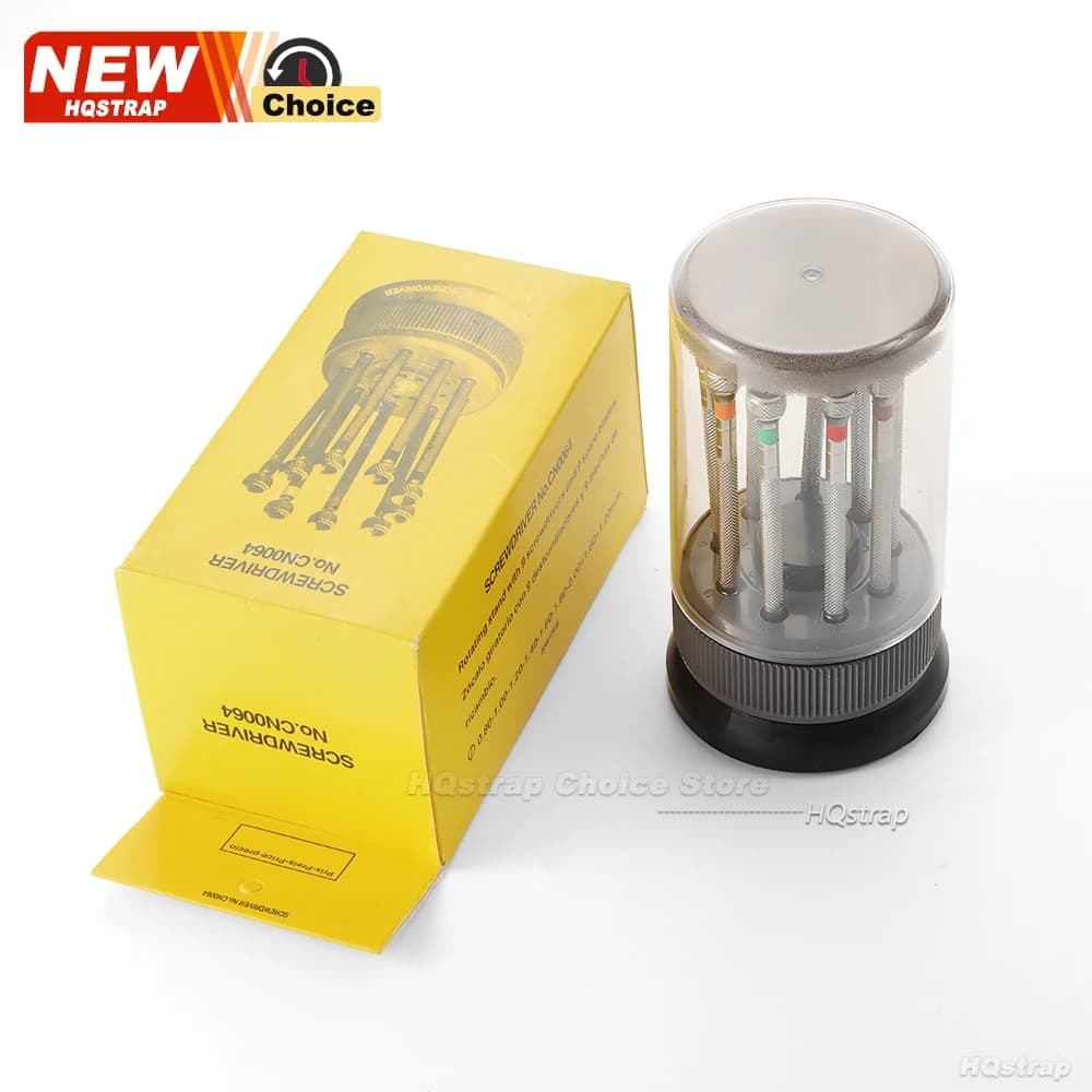 مجموعة مفكات دقيقة من الفولاذ المقاوم للصدأ 9 قطع عدة إصلاح الساعات لصانعي الساعات نظارات الساعة شفرة مسطحة أداة متنوعة - 4