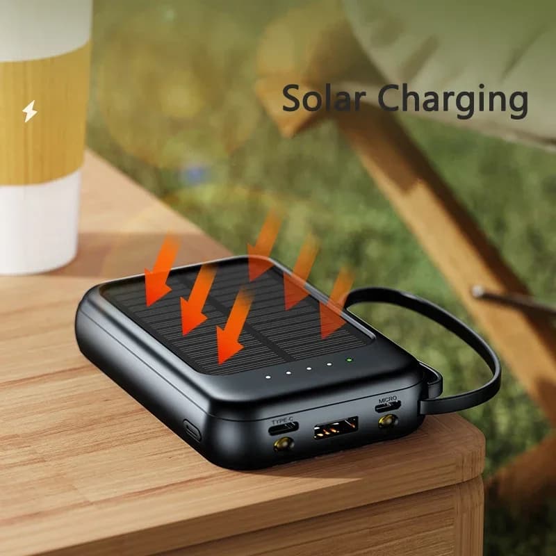 Lenovo 500000mAh Solar Power Bank High Capacity Fast Charging Built in 4 Cables Powerbank Outdoor Spare Battery For All Phones - 2