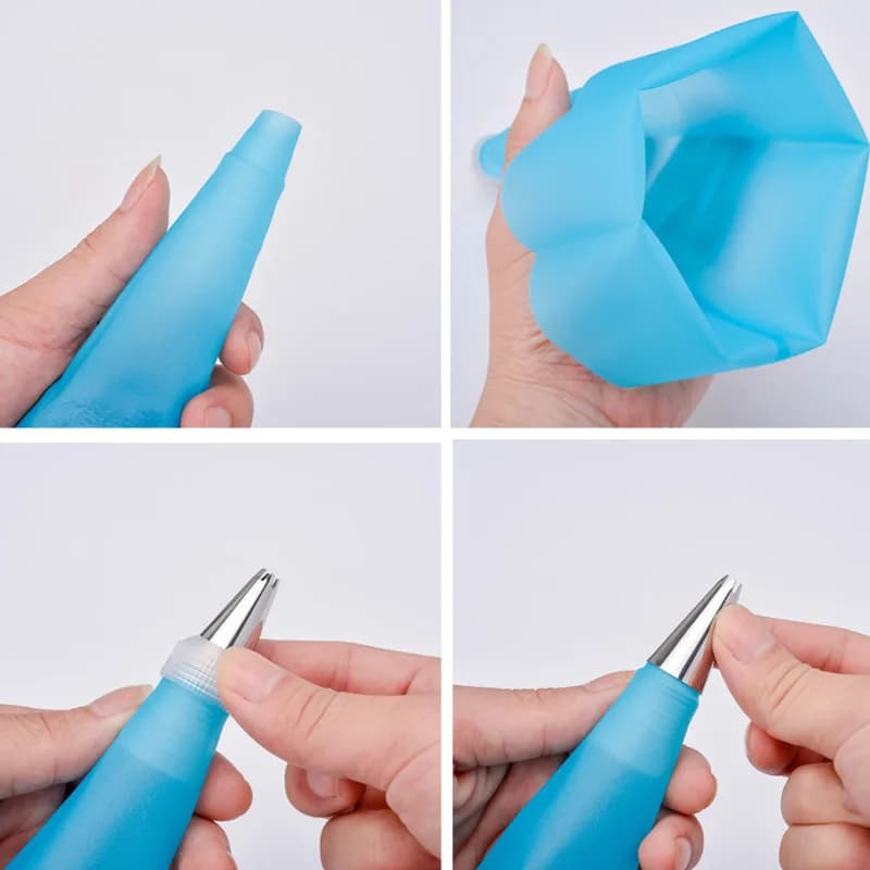 Good 26/8pcs Silicone Pastry Bag Kitchen DIY Icing Piping Cream Reusable Pastry Bag With 24 Nozzle Sets Cake Decorating Tools - 6