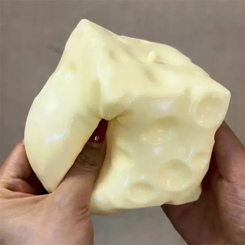 Jumbo Cheese Cube Stress Ball Big Cheese Shapeable Squeeze Ball Non-Bounce Fidget Toy ASMR Sensory Anti-Stress Festival Gift - 3