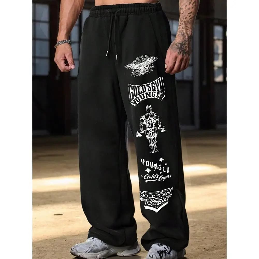 بنطال رياضي مطبوع عصري فضفاض مستقيم الساق بنطال كاجوال طويل متعدد الاستخدامات للمراهقين من قماش البوليستر - 3