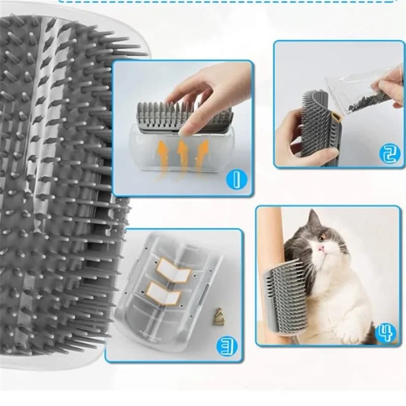 Cat Corner Scratcher with Catnip Self Grooming Toy for Scratching Relieving Boredom Supplies Durable Interactive Wall Mountable - 5