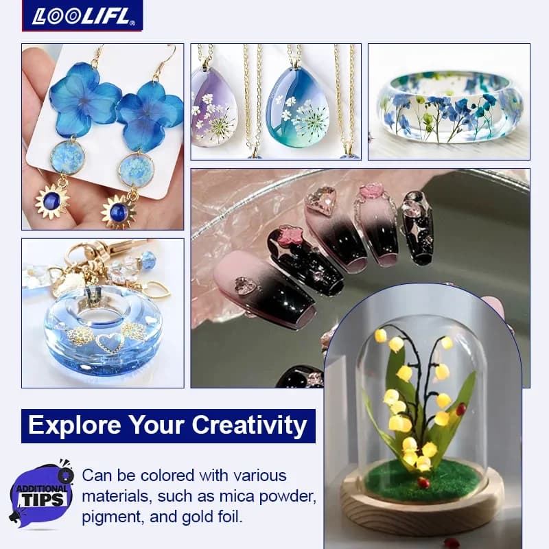 UV Resin Kit with Light, Bonding&Curing in Seconds, 50g UV Resin Kit with UV Flashlight for Welding,Glass Light, Craft Decor,DIY - 5