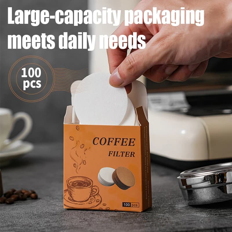 100 قطعة ورق فلتر القهوة لصنع قهوة الإسبريسو، 51/53/58mm فلتر إسبريسو غير مبيض شاشة Puck ورق بورتافيلتر