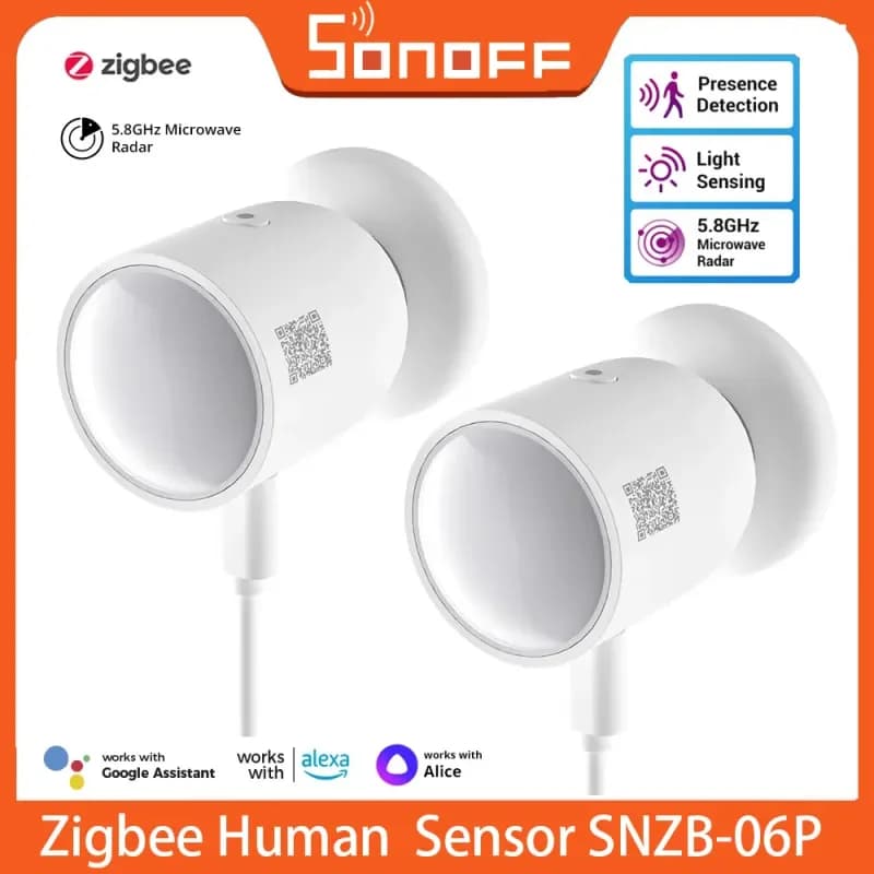 مستشعر وجود بشري SONOFF SNZB-06P Zigbee 3.0، مستشعر حركة 5.8GHz، كاشف ذكي، متوافق مع Zigbee Hubs / Home Assistant / Alexa