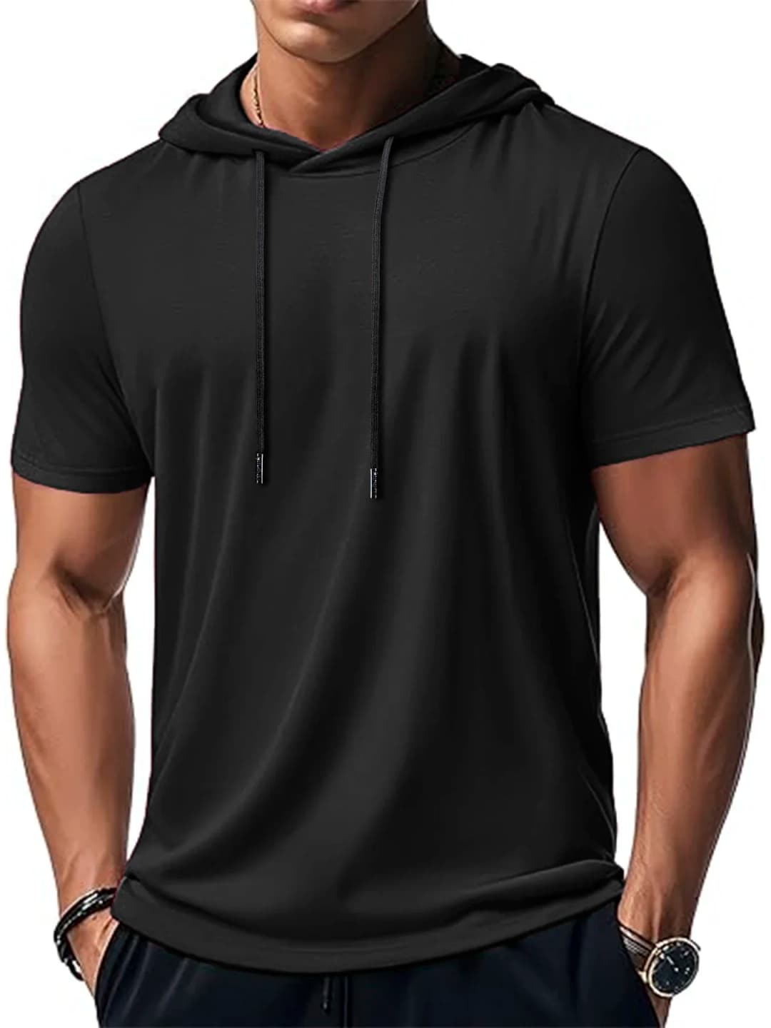 Men's Trendy And Fashionable Thin Style Breathable Loose Outdoor Running Casual Top Sports Short Sleeved T-shirt Hooded Style - 6