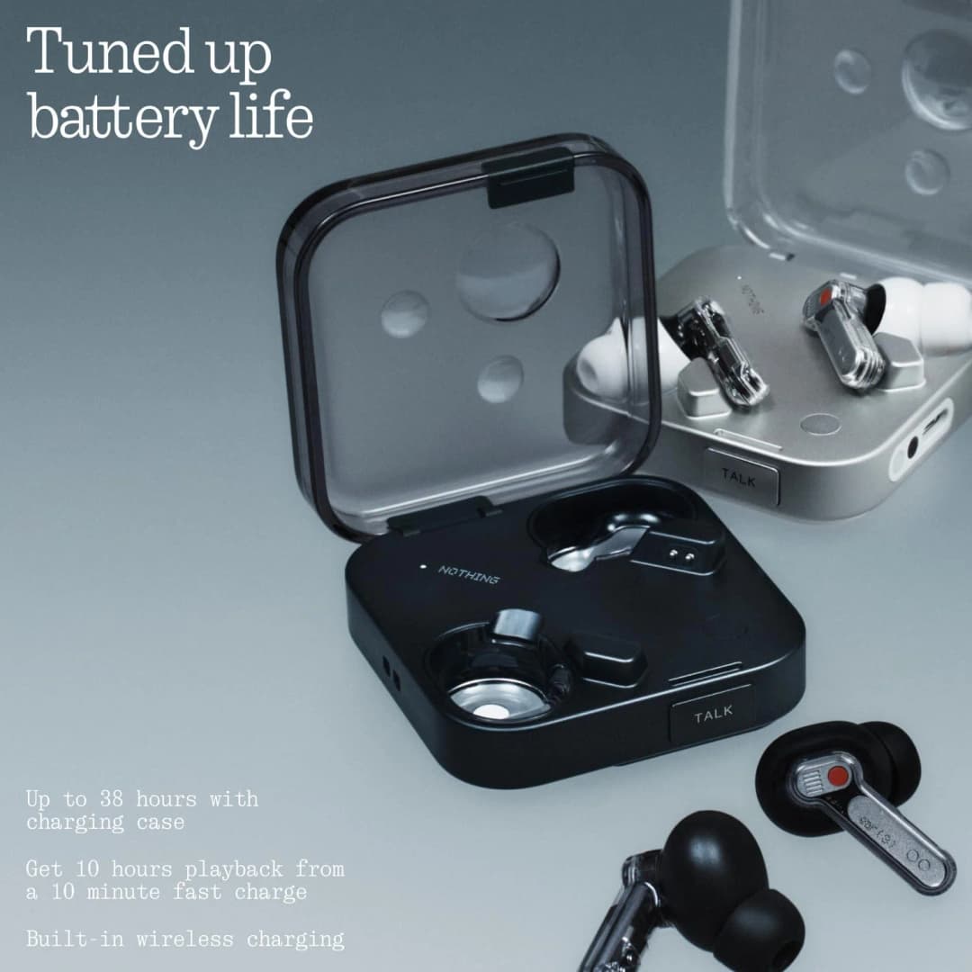 سماعات Nothing Ear (3) لاسلكية، ميكروفون فائق، إلغاء ضوضاء نشط هجين 45dB، بلوتوث، 6 ميكروفونات - 6