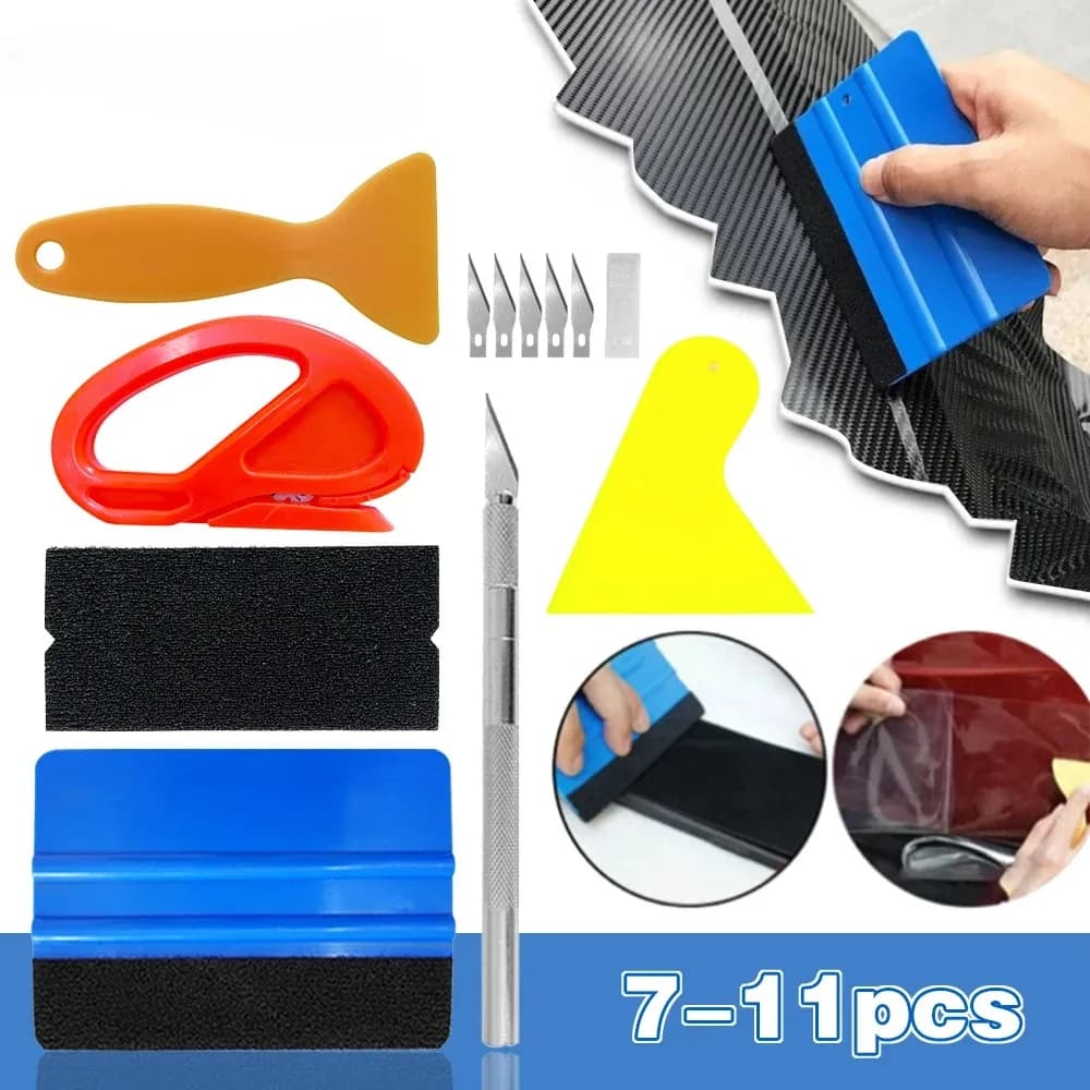 مجموعة أدوات تغليف السيارات مجموعة رقائق السيارات أدوات تغليف الفينيل أدوات رقائق ممسحة كاشطة سكين قاطع لمجموعة أدوات تغليف فيلم السيارة