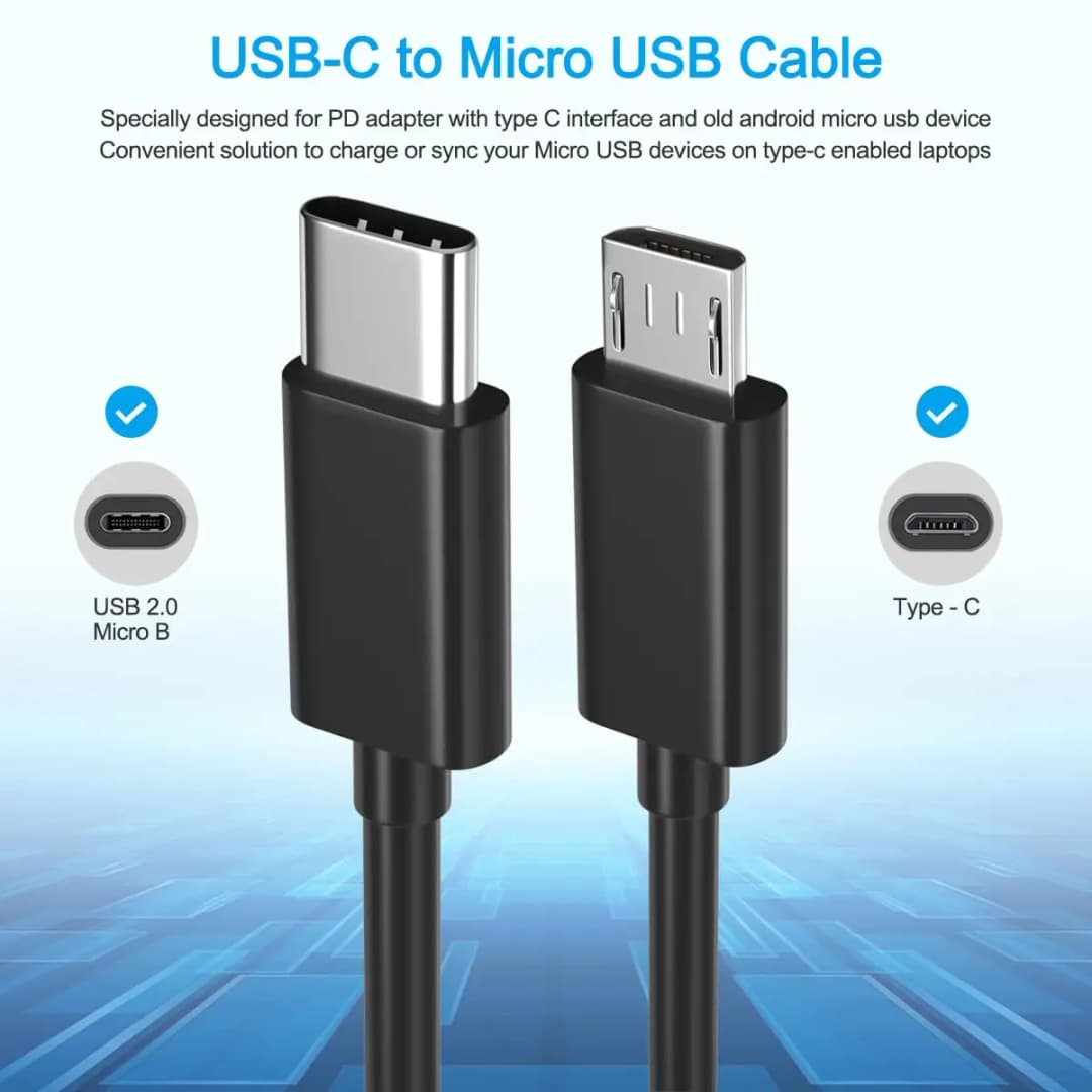 NNBILI USB C to Micro USB Cable For Samsung Redmi LG Moto Xbox-One PS4 ControllerFire TabletsTV Stick USBC Adapter Charging Cord - 2