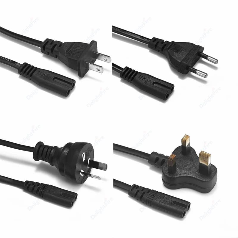 كابل طاقة IEC C7 أمريكي/أوروبي/أسترالي/بريطاني/ياباني، سلك تمديد طاقة على شكل رقم 8 لشاحن البطارية، الراديو المحمول، سوني PSP 3/4، الطابعة