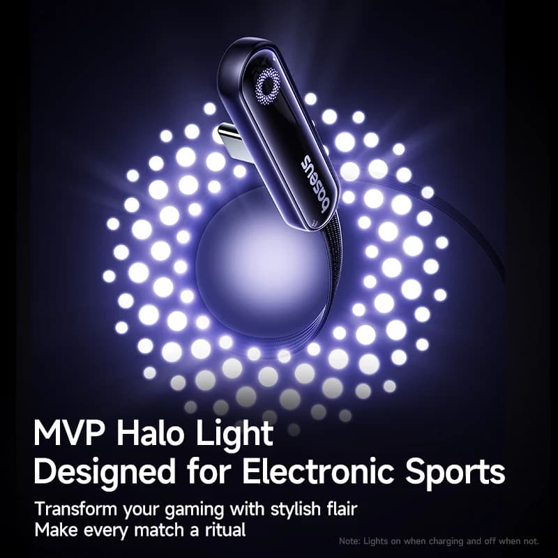 كابل Baseus MVP3 USB C معقوف 100W لجهاز iPhone 17 16 15 Pro Max كابل Type C LED لجهاز Macbook pro سلك شحن سريع لجهاز Xiaomi - 3