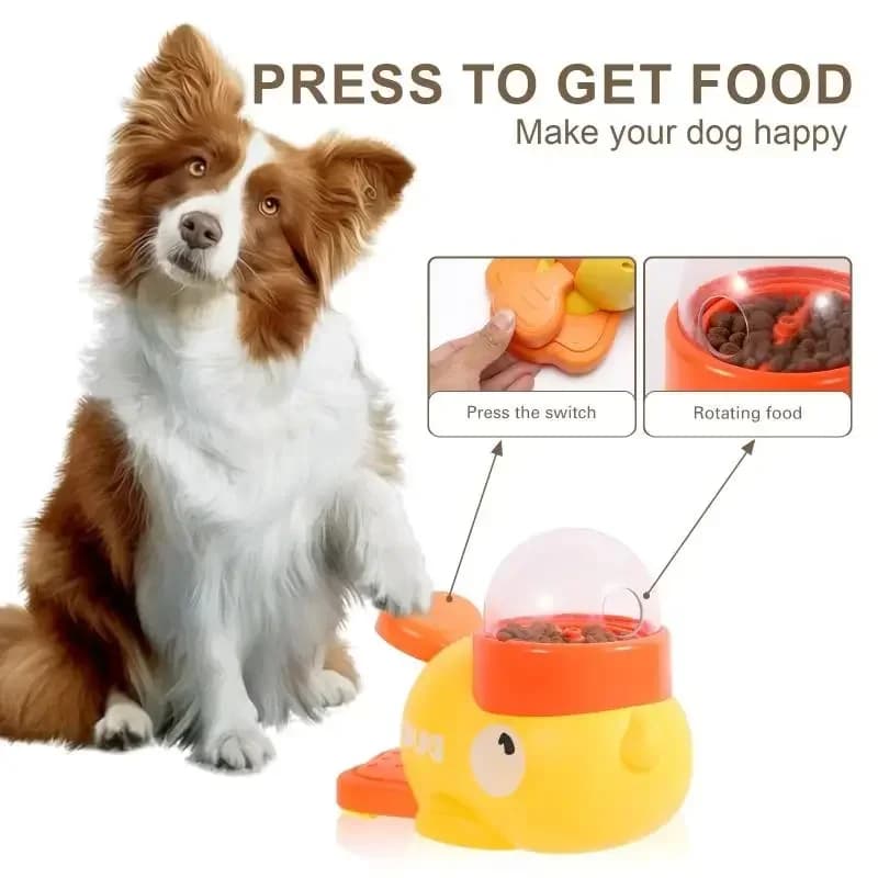 2-in-1 Interactive Dog Toy Pet Automatic Food Treat Dispenser Cartoon Duck Design Slow Food Pet Snack Feeder for Dog Training - 2