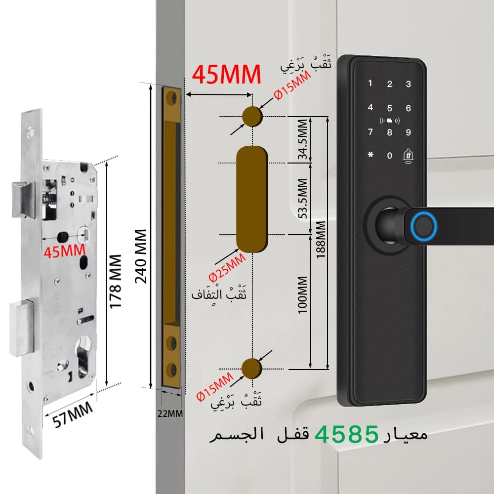 Smart Intelligent External Door Lock Bluetooth-compatible Tuya APP For Wooden Door Lock Digital Electronic Fingerprint - 4
