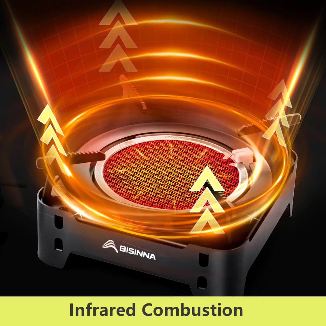 BISINNA موقد غاز تخييم محمول 3600 واط عالي الطاقة - مثالي للنزهات والتنزه في الهواء الطلق - 2