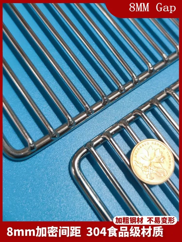 شبكة شواية فحم مستطيلة من الفولاذ المقاوم للصدأ، مقاسات متعددة، مناسبة للشواء، من HQ GM01 - 3