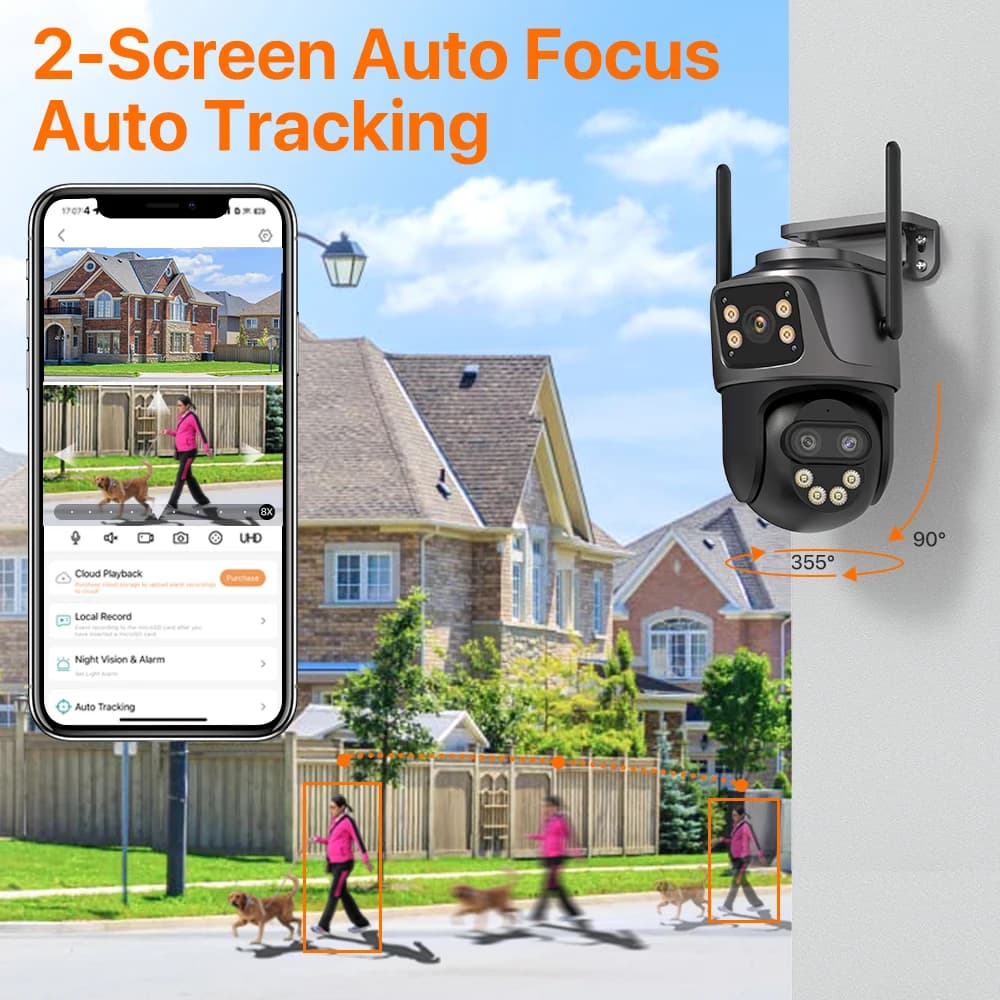 IP Camera 6K 9MP HD WiFi Outdoor Camera 8x Zoom Three Lens Dual Screen Home Security PTZ Camera 6MP Video Surveillance iCSee - 3