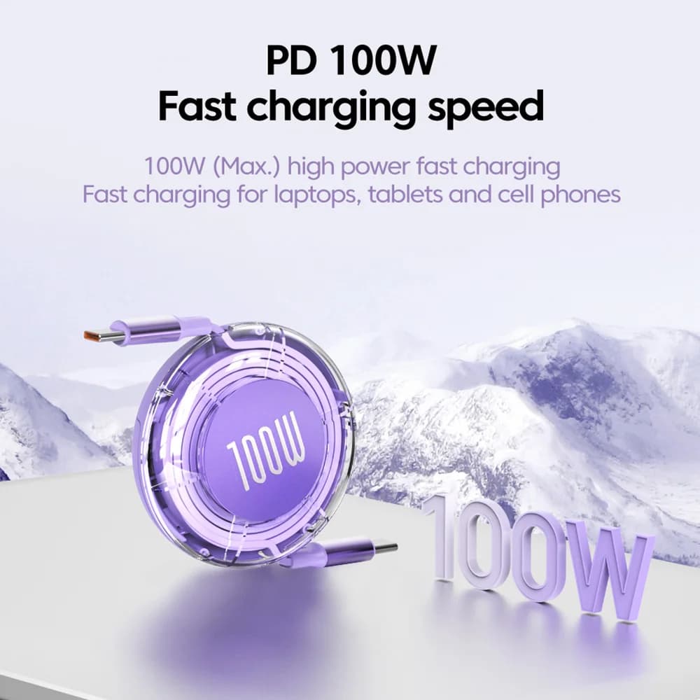 Retractable PD 100W Cable USB Type C to Type C Fast Charging USB C to USB C Cable for iphone 15 Huawei Tablet Laptop - 4