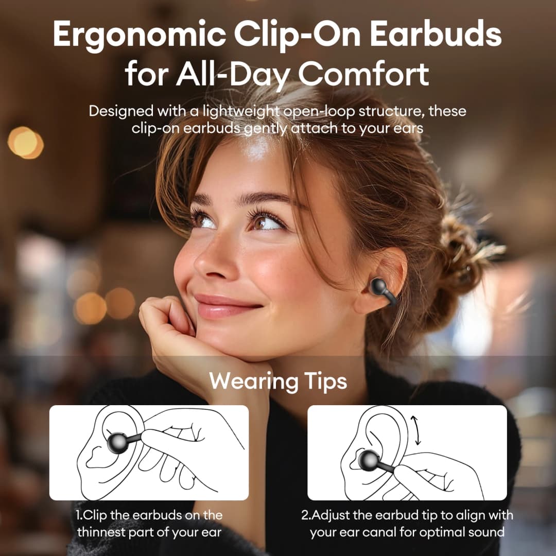 Lenovo Open Ear Wireless Earbuds Bluetooth 6.0 Comfort Clip On Gaming Sports Earphones LED Digital Power Display RS119 Pro - 4