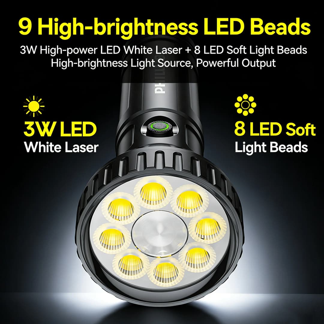 Philips SFL 1252 Ultra-Light 94g LED Flashlight with 9 Bright Beads Long Battery Life 160 Minutes - 4