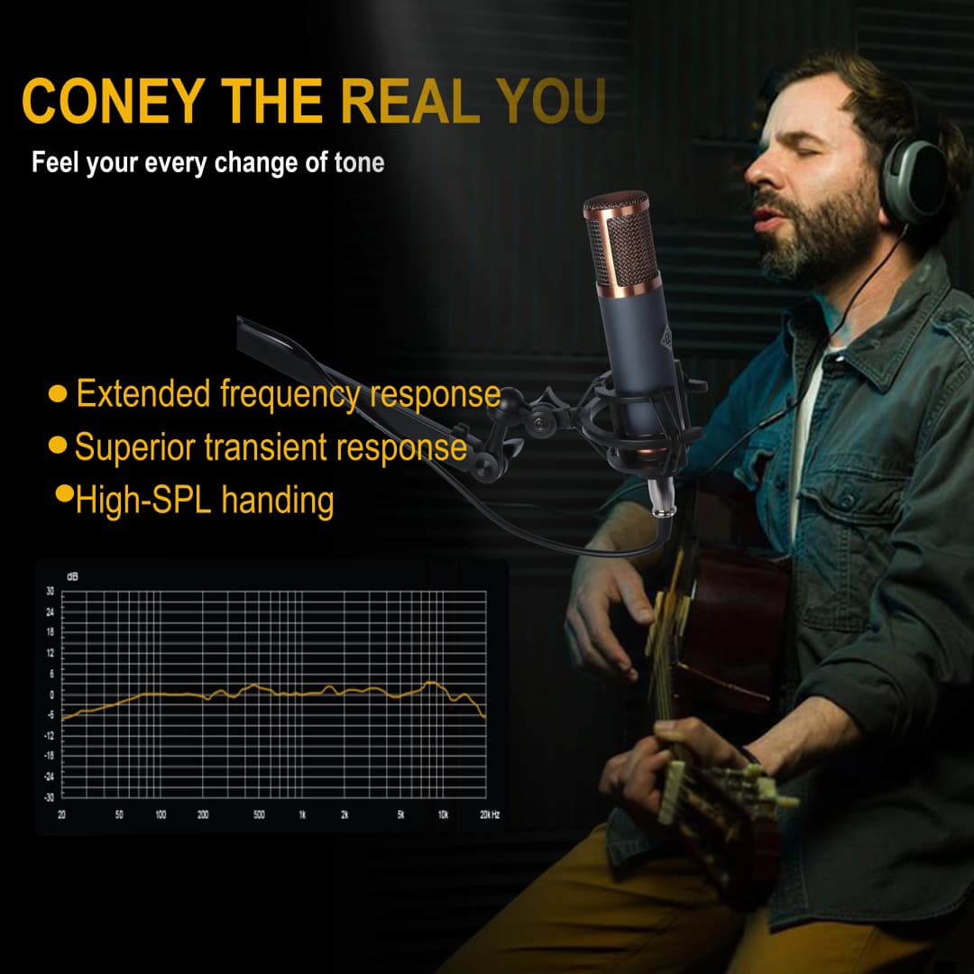 TF39 Condenser Microphone 26mm / 34mm Large Diaphragm XLR Studio Recording Mic for Vocals Podcasting Streaming Home Studio - 4