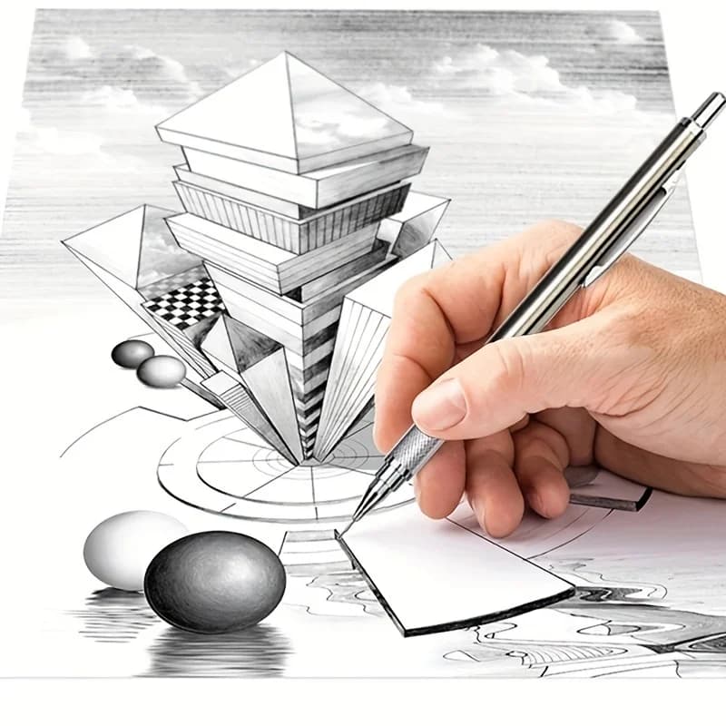 قلم رصاص ميكانيكي معدني، مقاسات 0.3/0.5/0.7/0.9/1.3/2.0 مم، مجموعة رصاص HB، لوازم مدرسية ومكتبية وفنية - 2