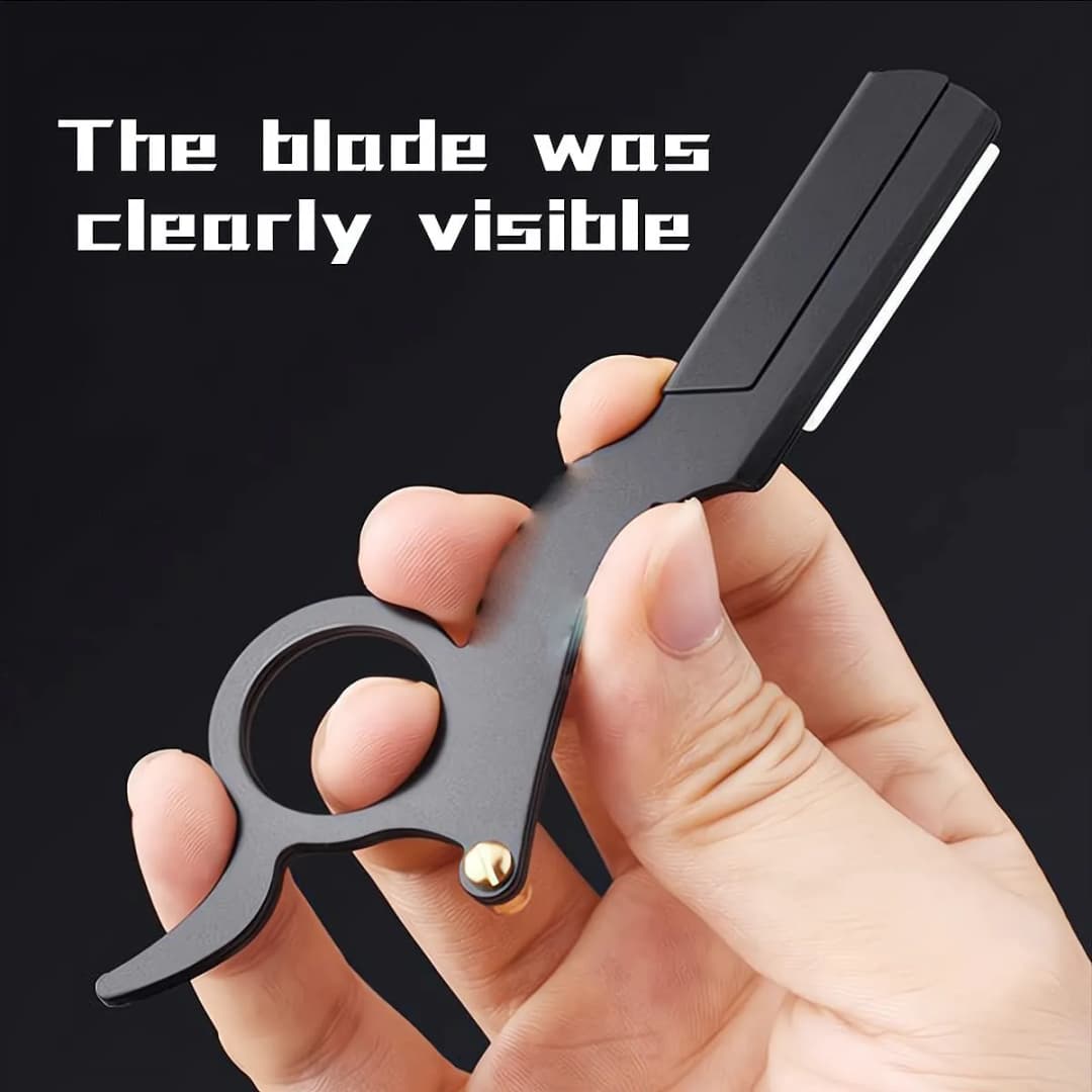 شفرة حلاقة يدوية للإبهام، شفرة حلاقة مستقيمة لقص الشعر واللحية والحاجبين، شفرات قابلة للاستبدال - 3