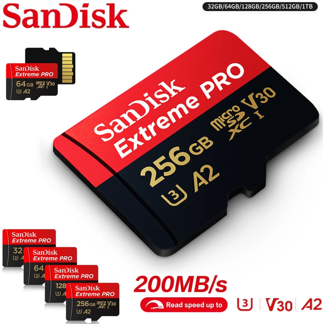 بطاقة ذاكرة Sandisk مايكرو SD/TF 512 جيجابايت 256 جيجابايت 128 جيجابايت 64 جيجابايت 32 جيجابايت فئة A2-10 لهواتف شاومي - ذاكرة فلاش مايكرو SD - دروب شيبينج - 2