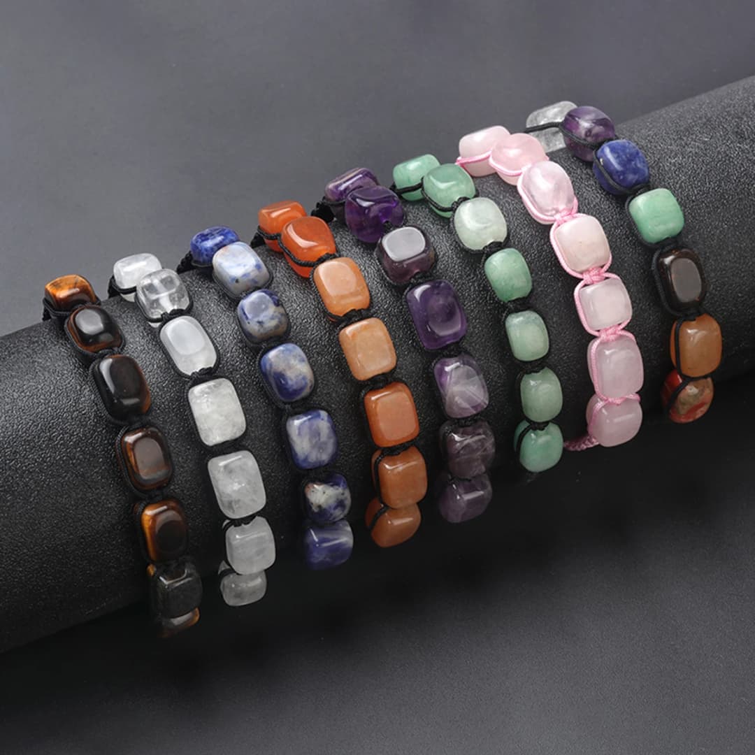Square Beads 7 Chakra Treatment Crystal Bracelet Yoga Stone Adjustable Bracelet Meditation Relaxation Anxiety Women's Bracele - 4