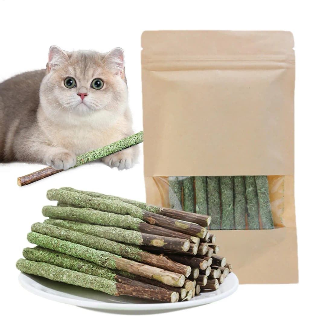 Natural Cat Stick Cat Teeth Cleaning Mint Caught Bite Hairball Removal Cat Chew Stick Catnip Toys Sticks Indoor Kitten - 5