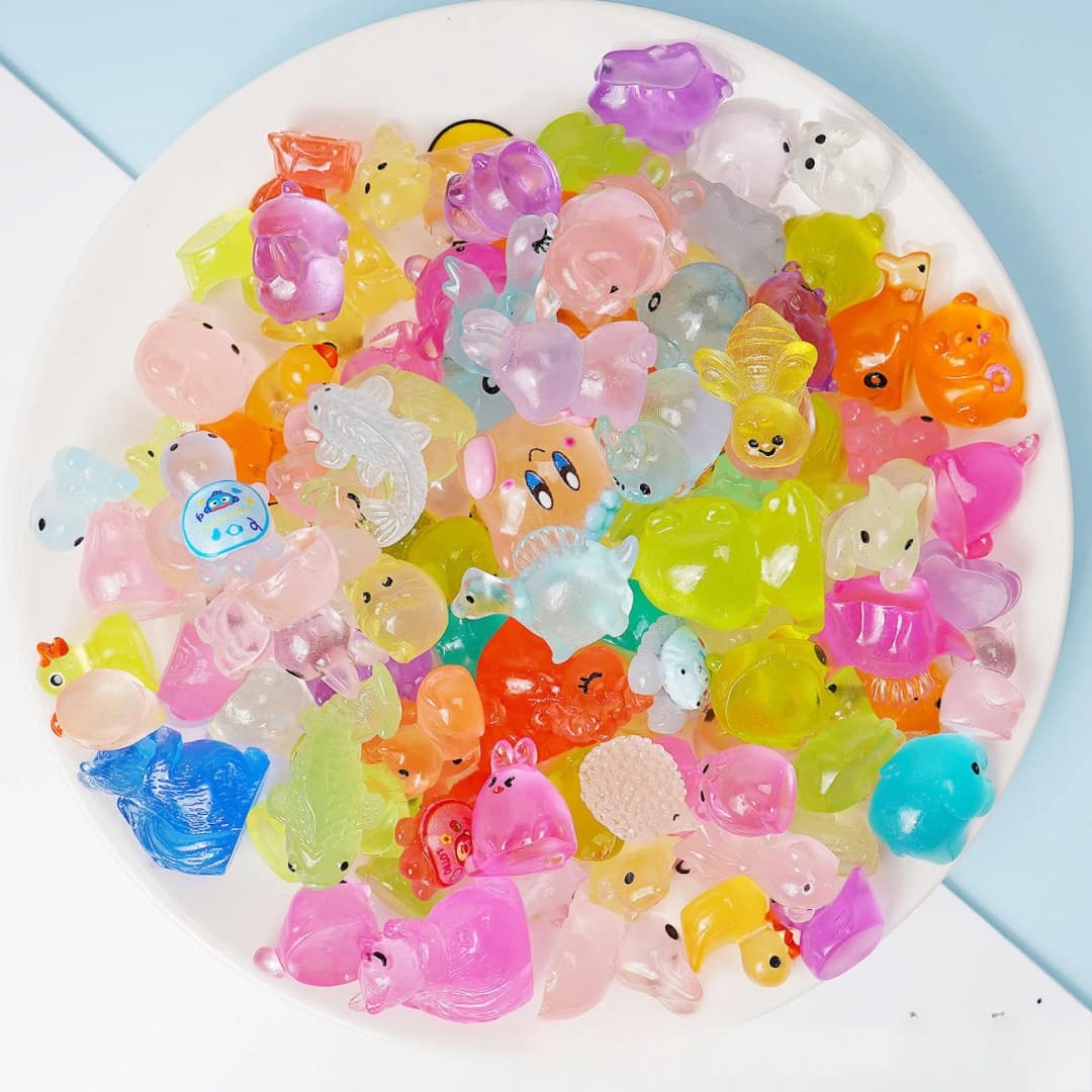 50 PCS Luminous Mini Resin Animals 50 Styles Miniatures Glow in The Dark Tiny Little Figures to Hide Small Duck Figures - 5