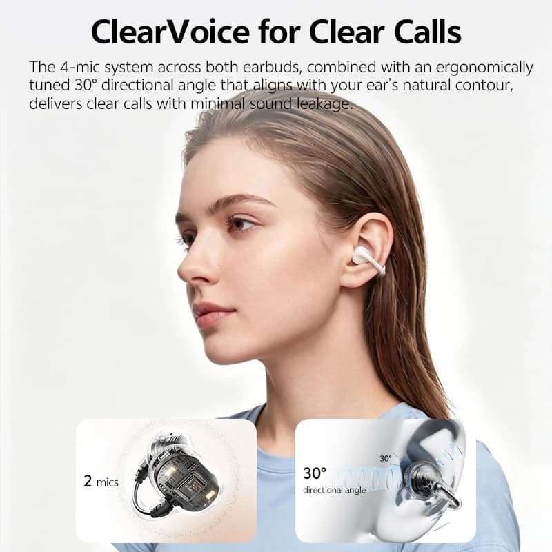 QCY Crossky C50i Open Ear Bluetooth Earphones Hi-Res LDAC Ear Clip Wireless BT6.0 Sports Earbuds Clip On 4-Mics Headphones 42H - 5
