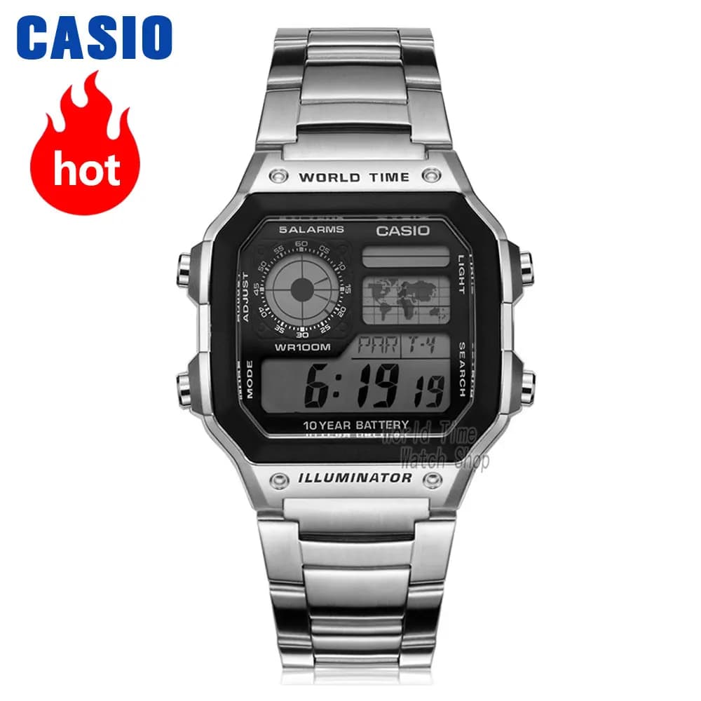ساعة Casio رجالية فاخرة رقمية وعسكرية مقاومة للماء