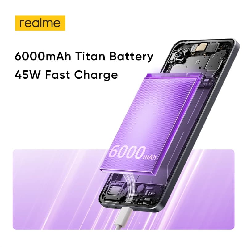 هاتف realme 14T 5G بمعالج Dimensity 6300 وبطارية 6000 مللي أمبير وشاشة AMOLED 6.67 بوصة بمعدل تحديث 120 هرتز وشحن 45 واط IP69 - 3