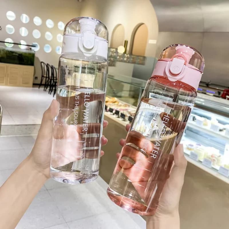 زجاجة مياه شفافة سعة 780 مل، كوب رياضي محمول للسفر ومضاد للتسرب للشرب، كوب زجاجة بلوري للياقة البدنية في صالة الألعاب الرياضية والمدرسة الخارجية - 2