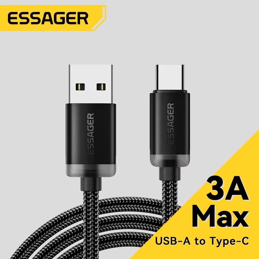 Essager 3A USB Type C Cable USB A To Type C Fast Charging Cables For iPhone15 Samsung Xiaomi Mobile Phone Data Charger Wire Cord