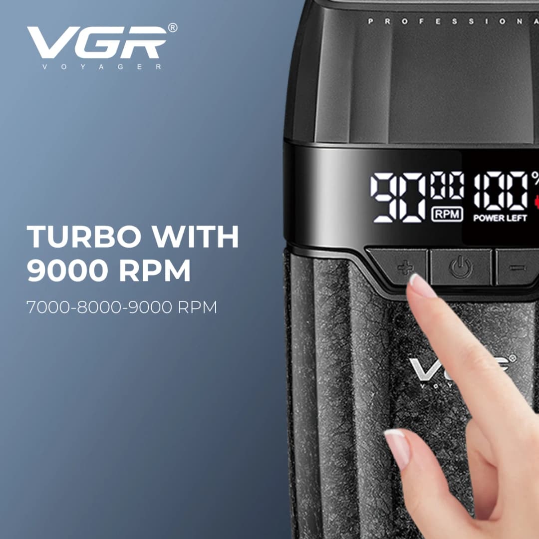 VGR Hair Trimmer Professional Hair Cutting Machine 9000 RPM Barber Shaver Cordless Hair Clipper LED Trimmer for Men V-640 S3 - 4