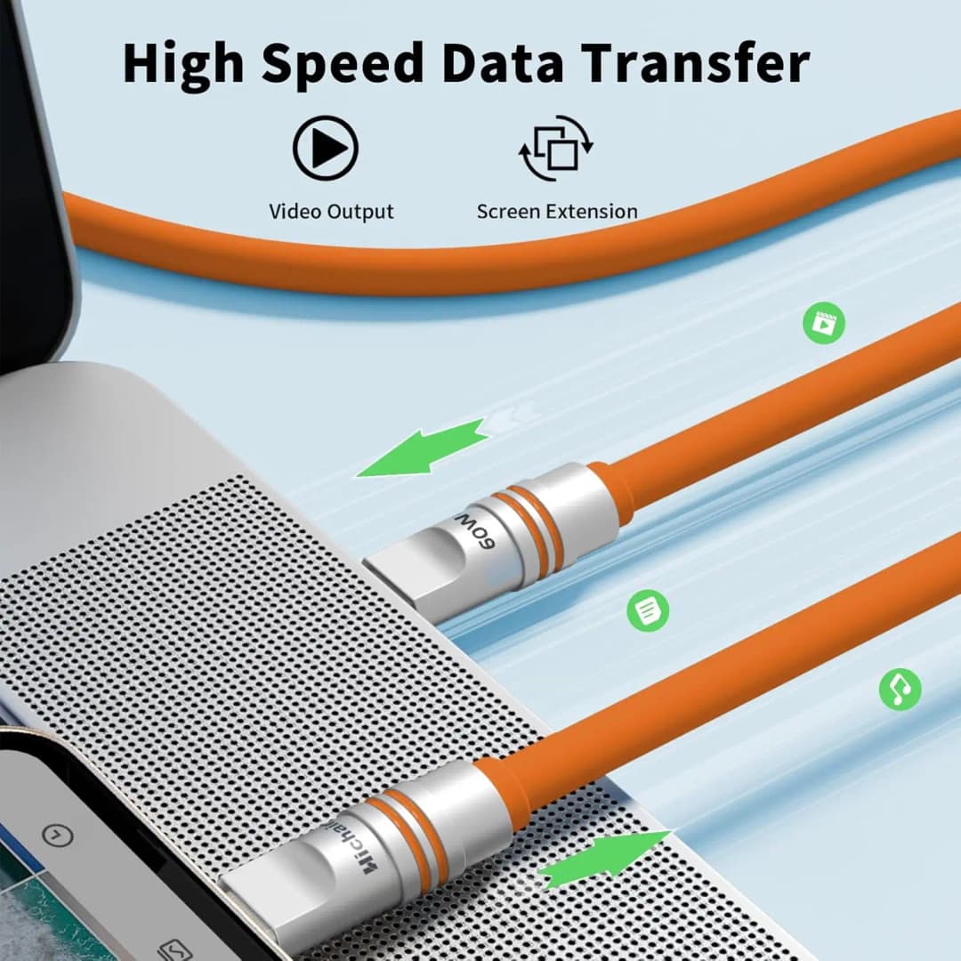 Hichain PD240W USB C Fast Charging Cable Soft Liquid Silicone Type to C Cable For iphone Laptop Tablets Earphones 1.2M/2M - 3