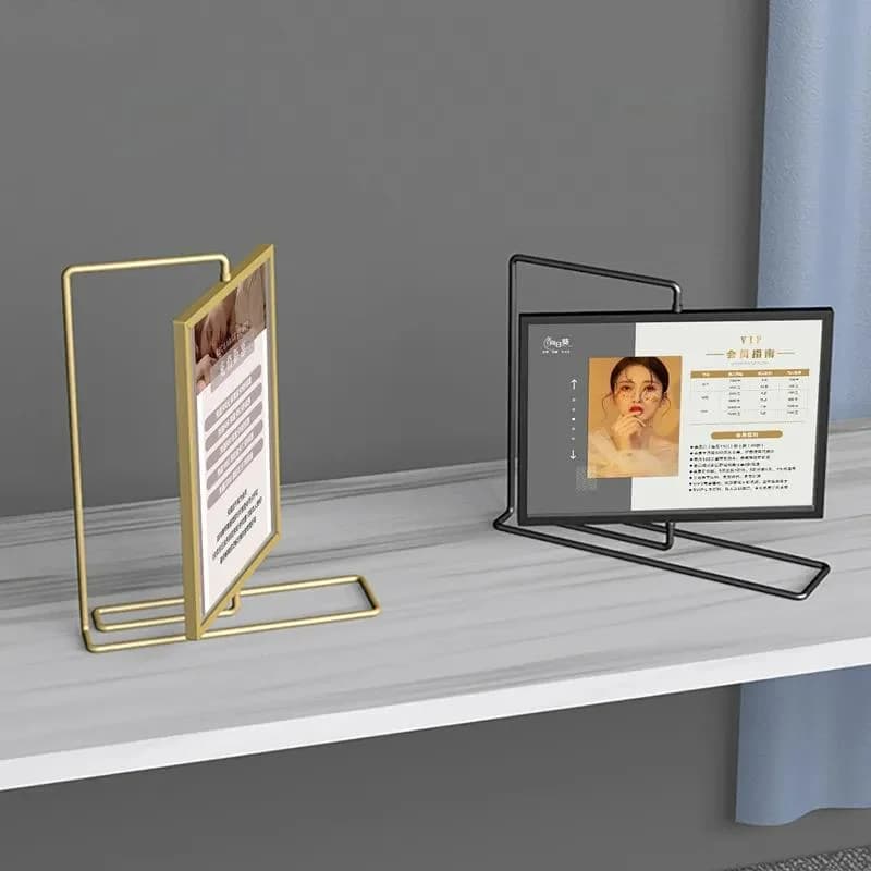 152x203mm 8 Inch Rotating Menu Paper Sign Holder Display Stand Valentine's Day Wedding Gift Shelf Metal Photo Picture Frame - 6