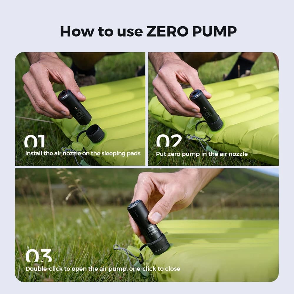 مضخة هواء تخييم محمولة من FLEXTAIL ZERO - 30 جرام، منفاخ كهربائي لوسائد النوم مع بطارية قابلة لإعادة الشحن - 5