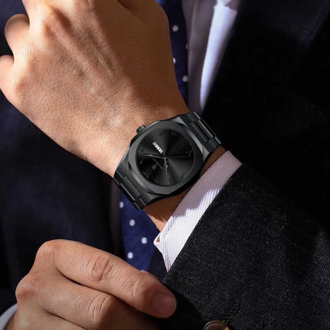 ساعة POEDAGAR عسكرية للرجال مقاومة للماء فاخرة تقويم أسبوعي ساعة يد كوارتز من الفولاذ المقاوم للصدأ - 4