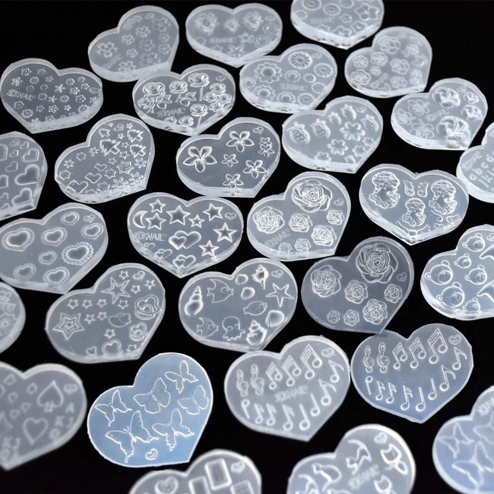 SNASAN Tiny Beads Cartoon Flowers Heart Star Nail Art Earrings Silicone Mould Jewelry Casting Tool UV Epoxy Resin Silicone Mold