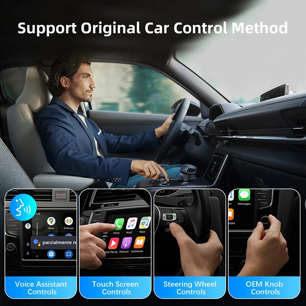 محول لاسلكي جديد 2in1 CarPlay وAndroid Auto، Dongle USB ذكي، صندوق صغير، تشغيل فوري، WiFi اتصال سريع - 2