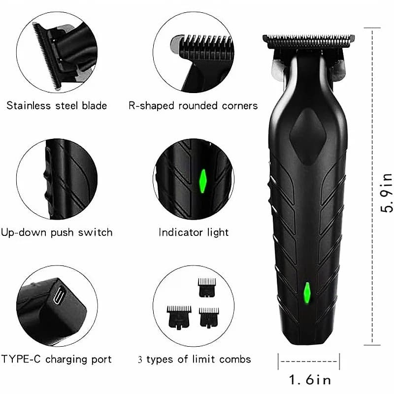 Men's Hair Clippers Trimmer Set - USB Rechargeable Lithium Battery ABS Body,Cordless Barber Clipper Haircut Grooming Kit - 4
