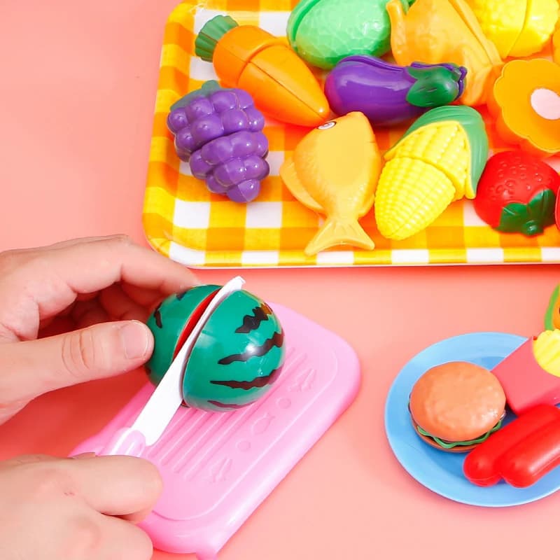 Cutting Play Food Toy for Kids Kitchen Pretend Fruit &Vegetables Accessories  Educational Toy Food kit for Toddler Children Gift - 2