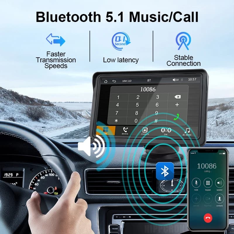 Hippcron 7inch Car Radio Multimedia Video Player Wireless Carplay And Wireless Android Auto Portable Universal Touch Screen - 4